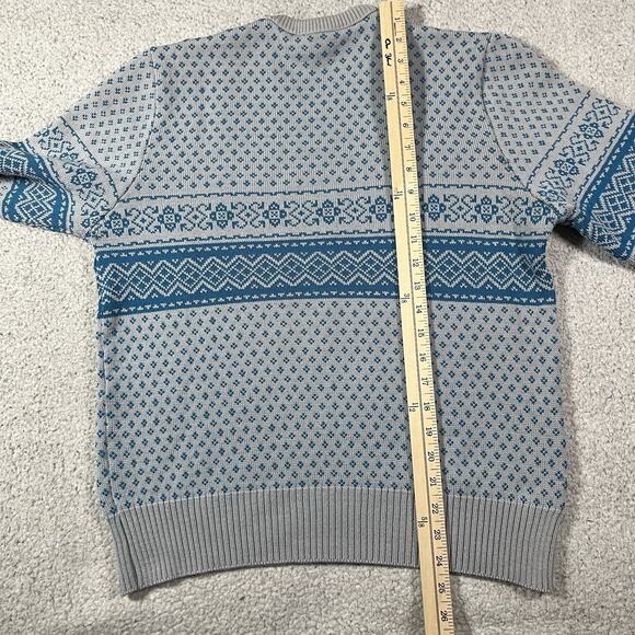 Eddie Bauer Sweater Mens M Gray Blue Wool Fair Isle Nordic Made USA Knit - Picture 9 of 13